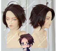 LINLINCD Axis Powers Hetalia Austria Roderich Gemstone Short Coffee Styled Heat Resistant Hair Cosplay Costume Wig + Free Wig Cap