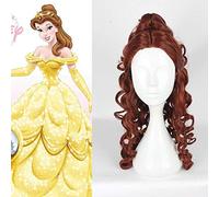 LINLINCD Beauty and the Beast Princess Belle Cosplay Wig for Women Female Anime Costume Party 60 cm Long Curly Wavy Synthetic Hair