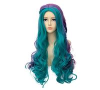 LINLINCD Braiding Style Long Curly Rainbow Wig Cosplay Costume Synthetic Hair Perucas Fashion Harajuku Lolita Long Colourful Hairpiece