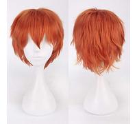 LINLINCD Cheap Synthetic Hair Short Wavy Men's Wig Cosplay Black White Blonde Brown Purple Pink Blue Red Orange Grey Silver Anime Wigs Orange
