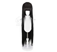 LINLINCD Cosplay Wig 100 cm Kakegurui Yumeko Jabami Cosplay Wigs Black Straight Heat Resistant Synthetic Hair Perucas Cosplay Wig Black