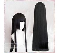 LINLINCD Cosplay Wig 100 cm Kakegurui Yumeko Jabami Cosplay Wigs Black Straight Heat Resistant Synthetic Hair Perucas Cosplay Wig Black