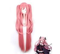 LINLINCD Cosplay Wig 100 cm Krul Tepes Long Straight Wig Owari No Seraph of the End Synthetic Hair Anime Cosplay Wig Ponytail Wigs Orange