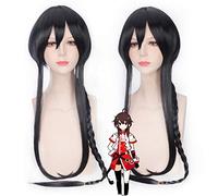 LINLINCD Cosplay Wig 100 cm Synthetic Long Black Vocaloid China Yuezheng Ling Cosplay Wig Hair Ponytail Wigs