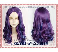 LINLINCD Cosplay Wig 2024 Descendants 3 Times Wig Adult 50 cm Long Curly Purple Blue Synthetic Hair Fashion Costume Cosplay Wigs for Women + Wig Cap