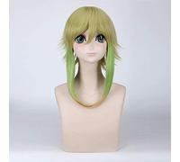 LINLINCD Cosplay Wig 3 Styles Wigs Vocaloid Gumi Wig Cosplay Costume Women Yellow Green Colour Gradient Medium Length Synthetic Hair Vocaloid Gumi Perucas DM648