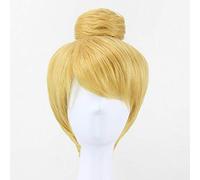 LINLINCD Cosplay Wig 30 cm Short Blonde Cosplay Wig Fairy Tinker Bell Full Hair Wigs Princess Tinkerbell Adult Size Synthetic + Wig Cap as Photo