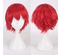 LINLINCD Cosplay Wig 30 cm Short Wig Black White Purple Blue Red High Temperature Fibre Synthetic Wigs Costume Party Cosplay Wig Multi 12 Colour 08