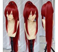 LINLINCD Cosplay Wig 39 Inch 100 cm Long Wine Red Erza Scarlet Heat Resistant Ponytail Hair Anime Fairy Tail Cosplay Costume Wig + Free Wig Cap