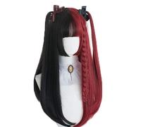 LINLINCD Cosplay Wig 60 cm / 65 cm Lolita Ombre Black Mixed Red Heat Resistant Pony Synthetic Cute Cosplay Wig + Wig Cap A120 Straight
