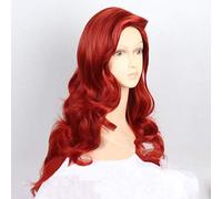 LINLINCD Cosplay Wig 72 cm Long Wavy Copper Red Jessica Rabbit Hair with Big Swap Bangs Heat Resistant Cosplay Costume Wig + Wig Cap