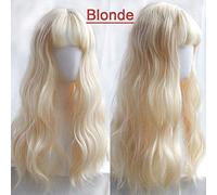 LINLINCD Cosplay Wig 8 Colours Long Curly Women Lolita Wigs Blue Orange Blonde Gold Black Synthetic Hair Body Wave Heat Resistant Adult Cosplay Blonde