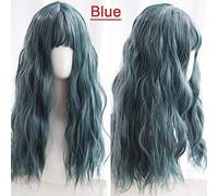 LINLINCD Cosplay Wig 8 Colours Long Curly Women Lolita Wigs Blue Orange Blonde Gold Black Synthetic Hair Body Wave Heat Resistant Adult Cosplay Blue