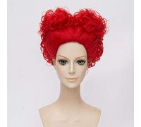 LINLINCD Cosplay Wig Alice in Wonderland Red Queen Cosplay Wig Queen of Hearts Red Heat Resistant Synthetic Hair Costume Wigs + Wig Cap
