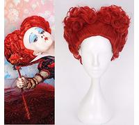 LINLINCD Cosplay Wig Alice in Wonderland Red Queen Cosplay Wig Queen of Hearts Red Heat Resistant Synthetic Hair Wigs + Wig Cap