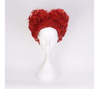 LINLINCD Cosplay Wig Alice in Wonderland The Red Queen Curly Wig Cosplay Costume Women Short Heat Resistant Synthetic Hair Halloween Party Wigs