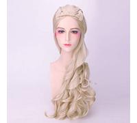 LINLINCD Cosplay Wig Alice in Wonderland The White Queen 80 cm Long Cosplay Wigs for Women Anime Film Curly Wavy Hair Wig Costume Party Beige Silver Beige