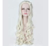 LINLINCD Cosplay Wig Alice in Wonderland The White Queen 80 cm Long Cosplay Wigs for Women Anime Film Curly Wavy Hair Wig Costume Party Beige Silver Silver