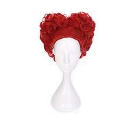 LINLINCD Cosplay Wig Anime Alice in Wonderland The Red Queen Red Short Curly Wig Cosplay Costume Heat Resistant Synthetic Hair Women Cosplay Wigs
