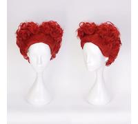 LINLINCD Cosplay Wig Anime Alice in Wonderland The Red Queen Wig Cosplay Costume Women Short Heat Resistant Synthetic Hair Curly Wigs Alice in Wonderland
