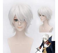 LINLINCD Cosplay Wig Anime Axis Powers Prussia Cosplay Wig Heat Resistant Fibre Synthetic Hair Hairpiece Halloween Party Costume Wigs TB ALS