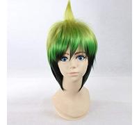 LINLINCD Cosplay Wig Anime Blue Exorcist Men's Amaimon Wigs Cosplay Costume Ao No Exorcist Role Play Amaimon Green Short Hair Wig + Wig Cap