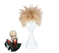 LINLINCD Cosplay Wig Anime Boku No Hero Academia Bakugou Katsuki Wigs Cosplay Costume My Hero Academia Wig Men Women Short Synthetic Hair