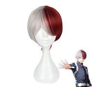 LINLINCD Cosplay Wig Anime Boku No Hero Academia Wigs Cosplay Costume My Hero Academia TODOROKI SHOTO Wig Men Women Short Synthetic Hair