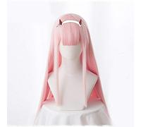 LINLINCD Cosplay Wig Anime Darling in Franxx 02 Cosplay Wigs Zero Two Wigs 100 cm Long Pink Synthetic Hair Perucas Cosplay Wig + Wig Cap Wig with Hairpin