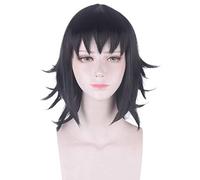 LINLINCD Cosplay Wig Anime Demon Slayer Kimetsu no Yaiba Makomo Black Wig Cosplay Costume Women Heat Resistant Synthetic Hair Halloween Party Wigs Orange