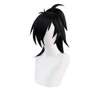 LINLINCD Cosplay Wig Anime Dororo Hyakkimaru Black Ponytail Wig Cosplay Costume Heat Resistant Synthetic Hair Men Women Party Cosplay Wigs
