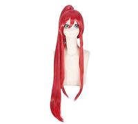LINLINCD Cosplay Wig Anime Fairy Tail Erza Scarlet Red Long Ponytail Wig Cosplay Costume Women Heat Resistant Synthetic Hair Cosplay Wigs