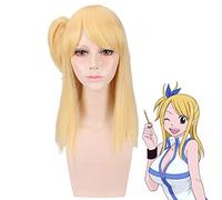 LINLINCD Cosplay Wig Anime Fairy Tail Lucy Heartfilia Gold Straight Wig Cosplay Costume Women Heat Resistant Synthetic Hair Wigs Fairy Tail