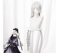 LINLINCD Cosplay Wig Anime Game Arknights Cosplay Spectre Costume Wigs for Adults, Long Silver White Twist Braid Synthetic Hair Halloween Role Play Wig