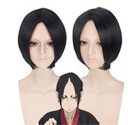 LINLINCD Cosplay Wig Anime Hoozuki No Reitetsu Hozuki Cosplay Wig Nana Middle Part Short Black Cosplay Costume Wigs Synthetic Hair