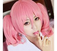 LINLINCD Cosplay Wig Anime Inu X Boku SS Roromiya Karuta Short Pink Ponytail Cosplay Hair Heat Resistant Cosplay Costume Wig + Free Wig Cap