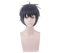 LINLINCD Cosplay Wig Anime Invented Inference Sakuragawa Kurou Black Short Wig Cosplay Costume Heat Resistant Synthetic Hair Party Role Play Wigs