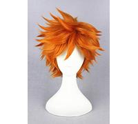 LINLINCD Cosplay Wig Anime Jibaku Shounen Hanako-Kun Teru Minamoto Kou Short Orange Cosplay Wig Synthetic Hair Party Wigs + Free Wig Cap