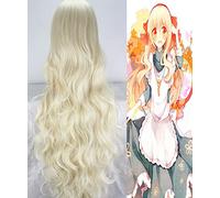 LINLINCD Cosplay Wig Anime Kagerou Project Marry Kozakura Mari 120 cm 48 Inches Long Wavy Milk Blonde Heat Resistant Hair Cosplay Costume Wigs + Wig Cap