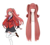 LINLINCD Cosplay Wig Anime Kakegurui: Compulsive Player Cosplay Yumemite Yumemi Wig Women Long Straight Heat Resistant Synthetic Ponytail Hair