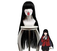 LINLINCD Cosplay Wig Anime Kakegurui Yumeko Jabami Cosplay Wigs Black Long Straight Heat Resistant Synthetic Hair Perucas Cosplay Costume Wig D-284