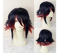 LINLINCD Cosplay Wig Anime Kill la Kill Matoi Ryuko Short Blue and Red Heat Resistant Hair Cosplay Costume Wig + Free Wig Cap