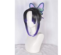 LINLINCD Cosplay Wig Anime Kimetsu No Yaiba Demon Slayer Kochou Shinobu Kochou Kanae Tsuyuri Kanawo Cosplay Wig Headwear Cos Props Accessories Wig and Butterfly