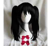 LINLINCD Cosplay Wig Anime LoveLive! Love Live Nico Yazawa Niko Short Black Ponytail Heat Resistant Hair Cosplay Costume Wig + Bow Hairpins Wig and Hairpins