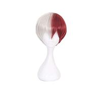 LINLINCD Cosplay Wig Anime My Hero Academia Boku no Hiro Akademia Shoto Todoroki Shouto White and Red Cosplay Wig + Wig Cap One Size Multi