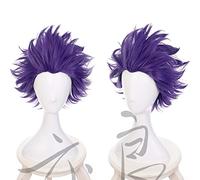 LINLINCD Cosplay Wig Anime My Hero Academia Shinsou Hitoshi Shinso Purple Short Wig Boku No Hero Academia Heat Resistant Hair Wigs + Wig Cap