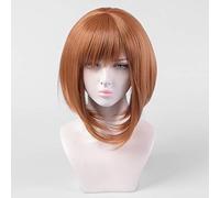LINLINCD Cosplay Wig Anime My Hero Academy Ochako Uraraka Short Bobby Brown Heat Resistant Cosplay Wig + Hat + Keychain Wig