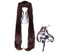LINLINCD Cosplay Wig Anime Nekopara Chocolat Vanilla Two Ponytails Wig Cosplay Costume Women Long Heat Resistant Synthetic Hair Wigs Nekopara