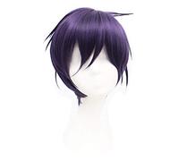LINLINCD Cosplay Wig Anime Noragami Yato Dark Purple Short Wig Cosplay Costume Heat Resistant Synthetic Hair Men Women Cosplay Wigs