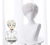 LINLINCD Cosplay Wig Anime Norman Cosplay Wig Yakusoku No Neverland Silver White Short Synthetic Hair The Promised Neverland Norman Costume Wigs